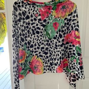Floral Leopard Print Women's poncho